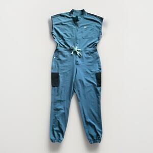 Figs Rafaela Cargo Scrub Jumpsuit XL Blue Cargo Technical Collection Jogger